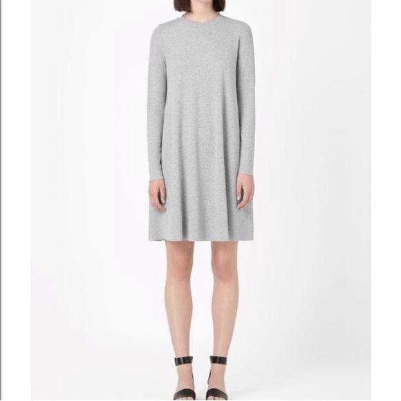 COS Gray Jersey Long Sleeve Dress with Pockets - Picture 1 of 8